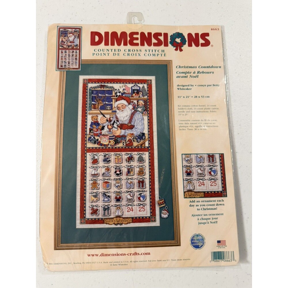 Dimensions 8663 Advent Calendar Christmas Countdown Stitch Kit Vtg New Sealed